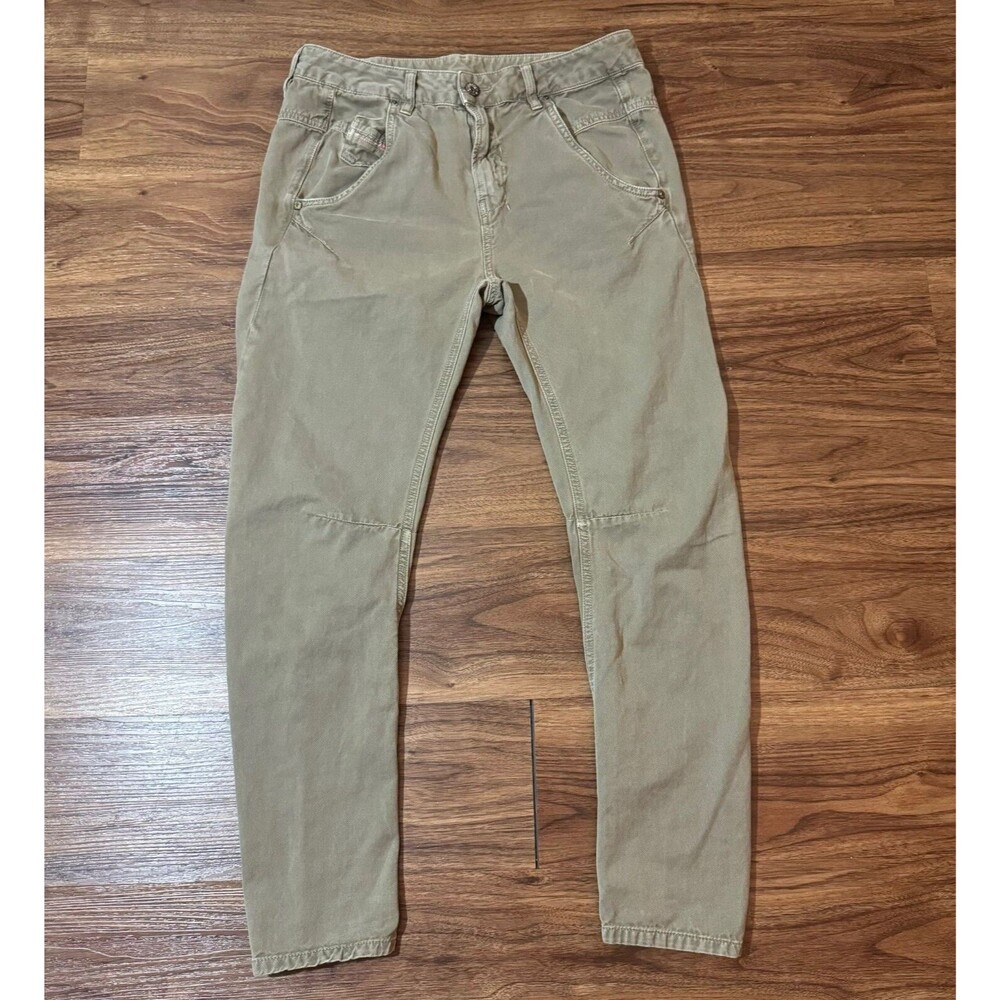 Diesel Fayza Relaxed Boyfriend Low Waist Cotton Jeans Sz W27 Tapered Khaki Women